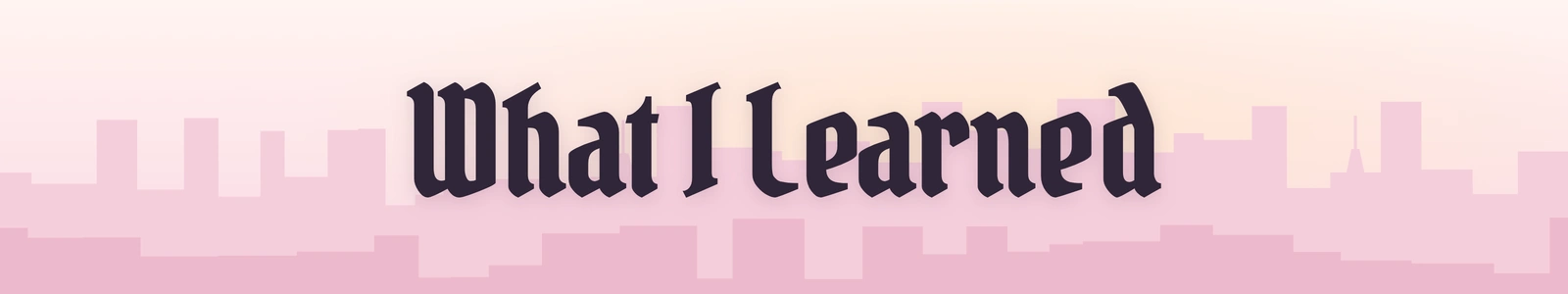 What I Learned